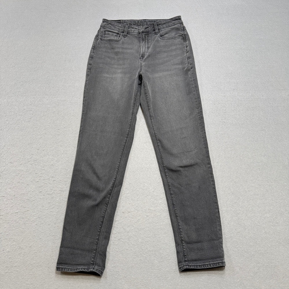 American Eagle Jeans Women's 4 Long Black Denim Tapered Leg High Rise Stretch